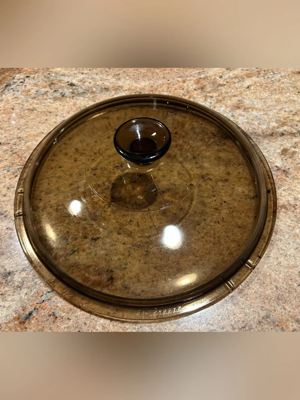 Pyrex #V12-C Round Amber Brown Glass Cover/ Lid Fits Vision’s 1.5Qt or 10” pan